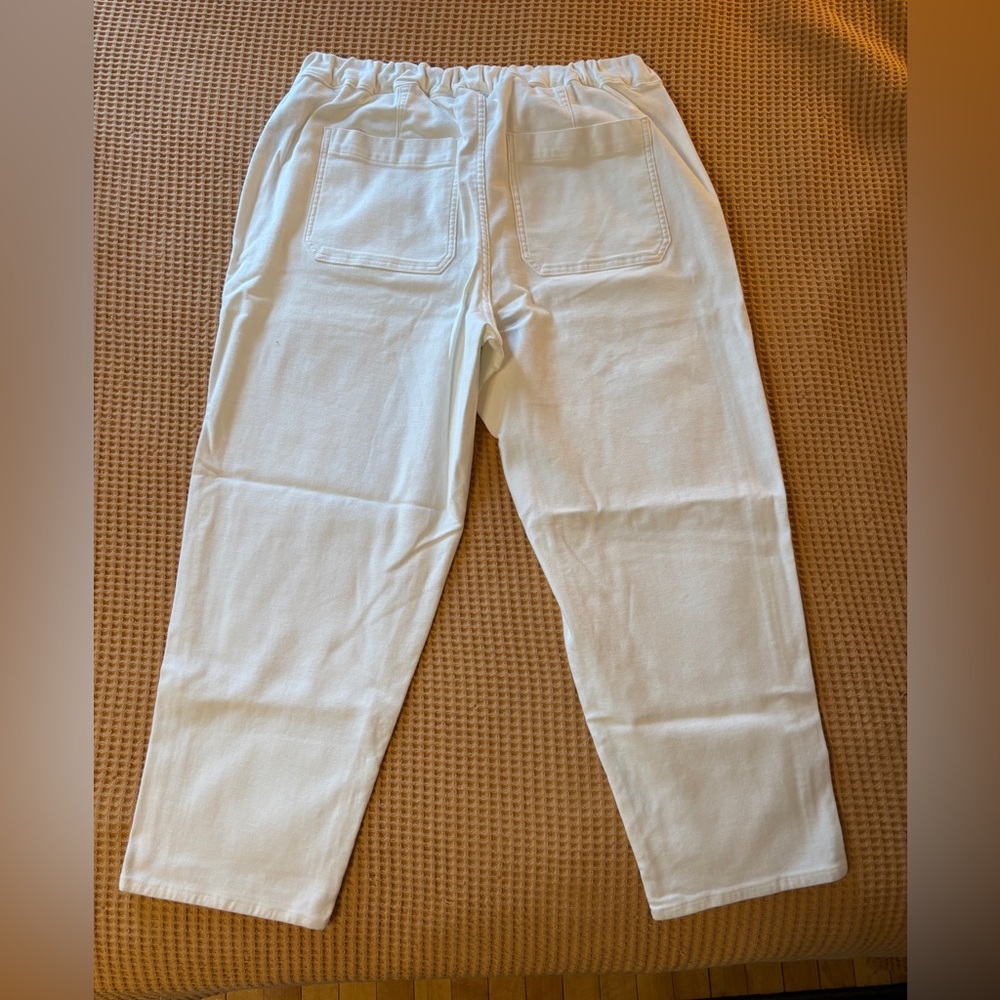 NWT Madewell Tapered-Leg Utility Pant | Pull-On, White, Cotton | Women’s Plus 1X - Picture 2 of 15
